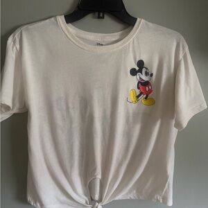 Disney Embroidered Mickey Mouse Cropped Front tie shirt with printed back XL